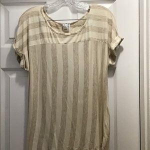 Cream and Tan striped tunic top.